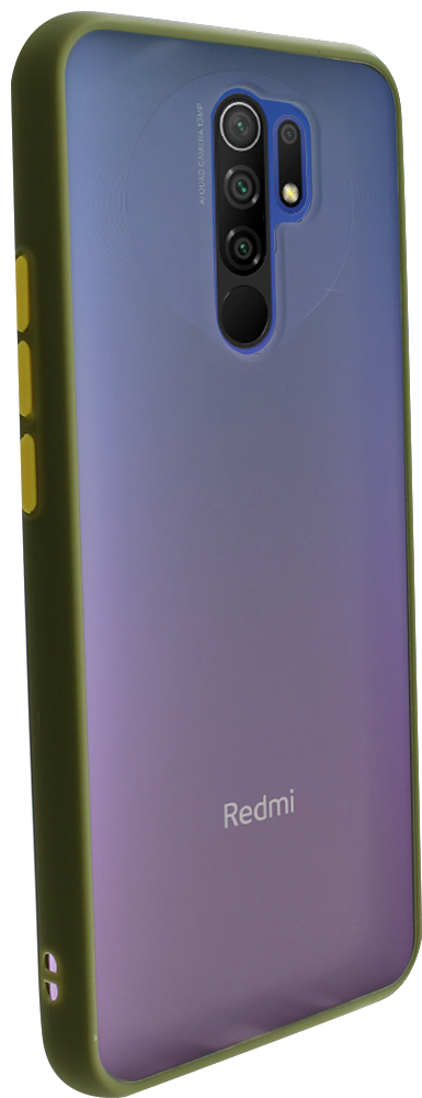 Xiaomi Redmi 9 kemény hátlap Vennus Button Bumper olivazöld