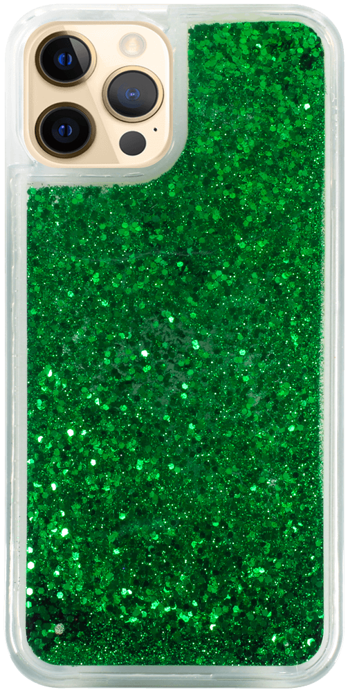 Apple iPhone 12 Pro Max szilikon tok Liquid Glitter zöld