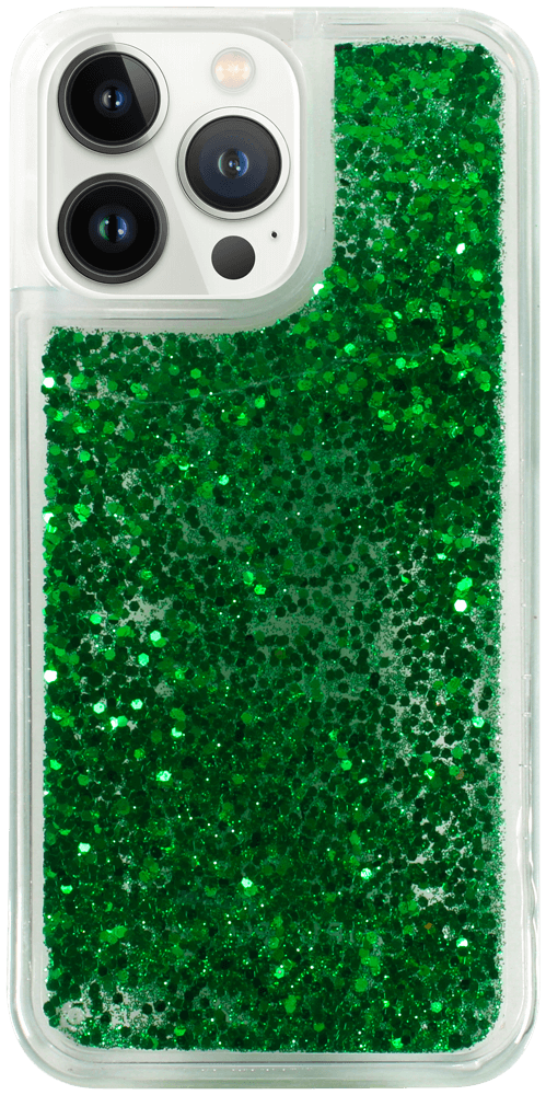 Apple iPhone 13 Pro szilikon tok Liquid Glitter zöld