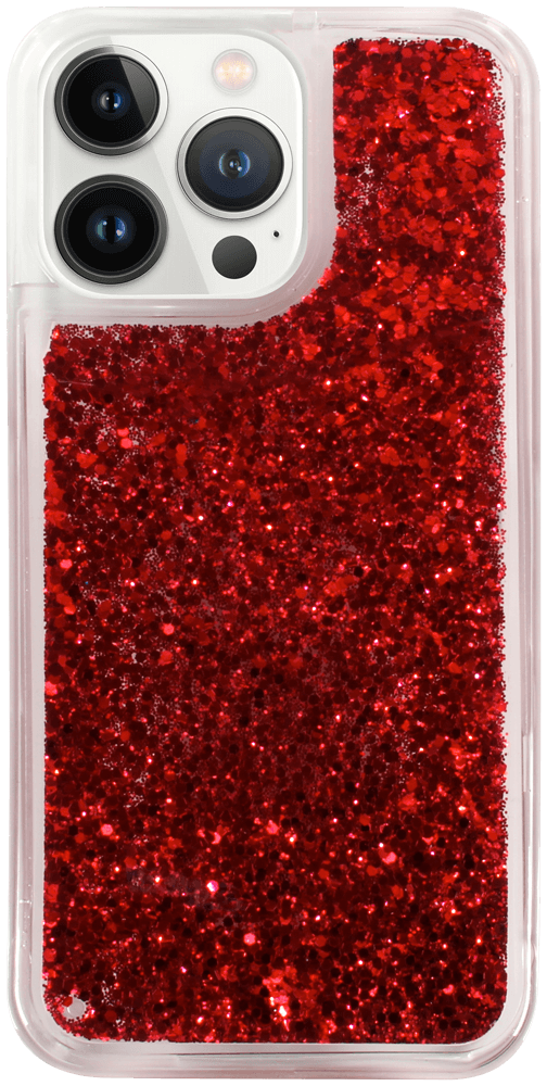 Apple iPhone 13 Pro szilikon tok Liquid Glitter piros