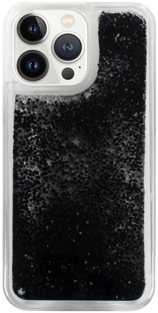 Apple iPhone 13 Pro szilikon tok Liquid Glitter fekete