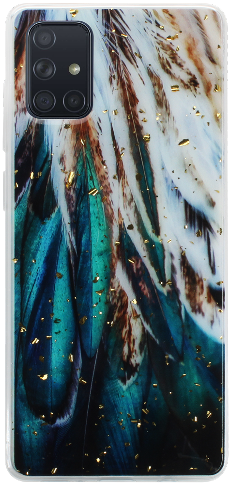 Samsung Galaxy A71 (SM-A715F) kemény hátlap Gold Glam Feathers