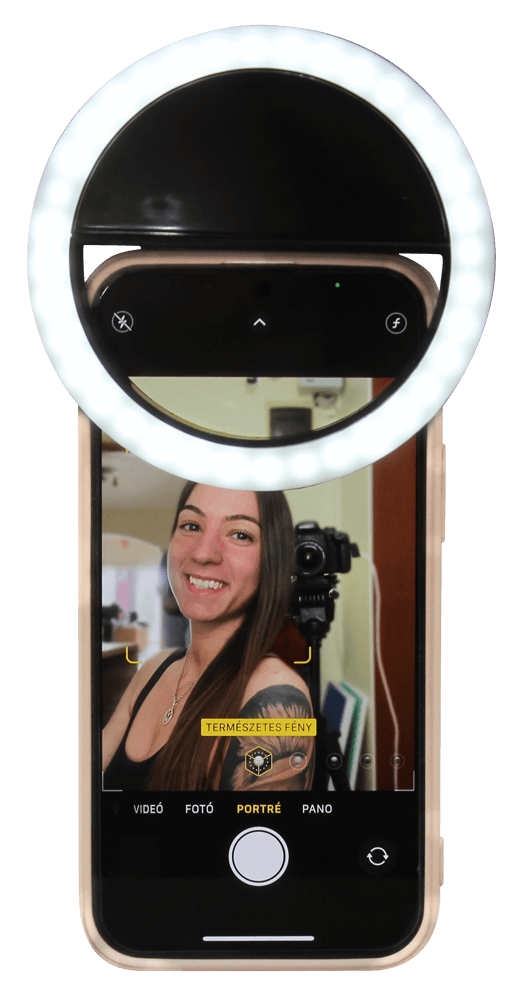 Apple iPhone 11 Pro Max kompatibilis Ring Light telefonra rögzíthető szelfi lámpa