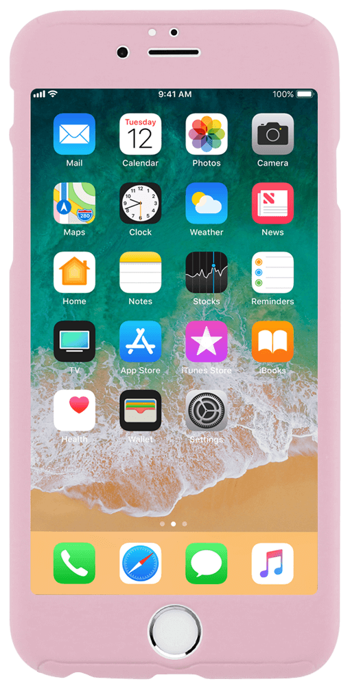 Apple iPhone 6S kemény hátlap logó kihagyós 360 ° védelem babarózsaszín