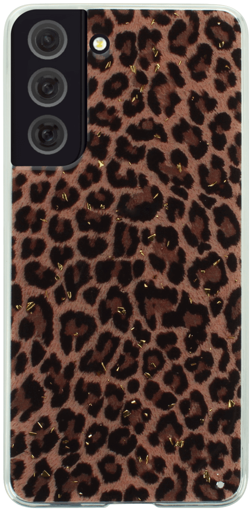 Samsung Galaxy S21 FE kemény hátlap Gold Glam Leopard